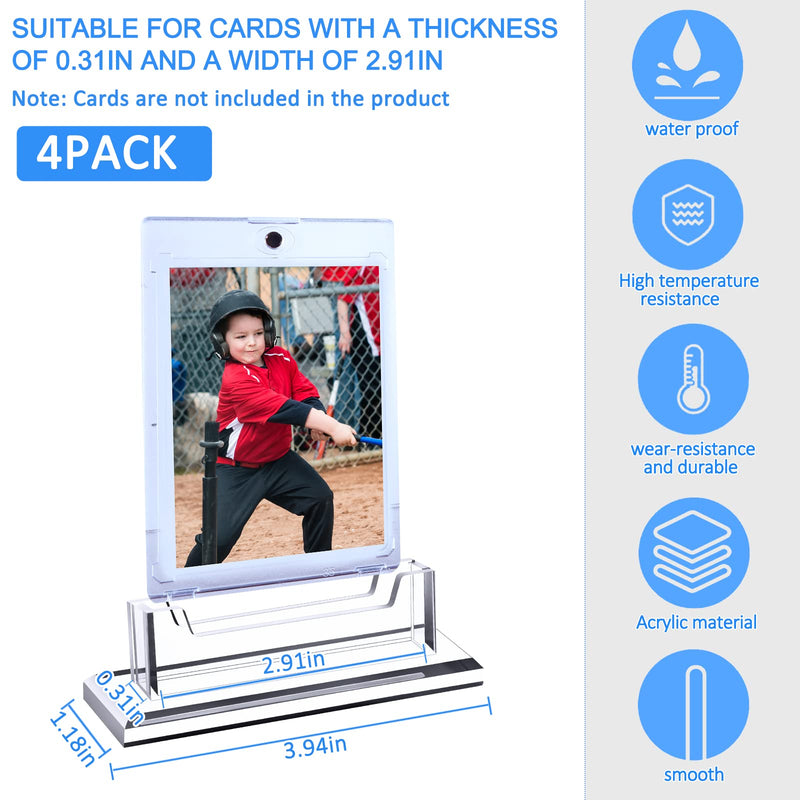[Australia - AusPower] - 4 Pack Magnetic Card Holder Trading Card Protector Hard Cards Sleeves Case Base for Trade Card Holder Case Standard Cards, Sports Cards, Baseball Cards and Display (0.31 Inch) 0.31 Inch 