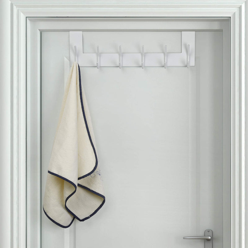 [Australia - AusPower] - Dseap Over The Door Hook Hanger - 6 Hooks Over Door Coat Rack for Clothes Hat Towel, White 1 