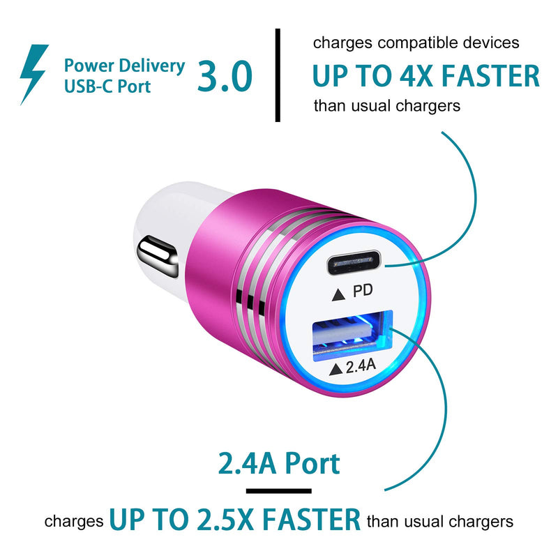 [Australia - AusPower] - USB C Fast Car Charger Compatible for iPhone 13 12 Pro Max/Mini,iPhone SE 2020/11/XS/XR/X/8,Samsung Galaxy S21/S21+ Ultra/S20+/S20 Ultra/Note 20,30W Power Delivery 3.0,Cigarette Lighter PD Car Adapter Red 