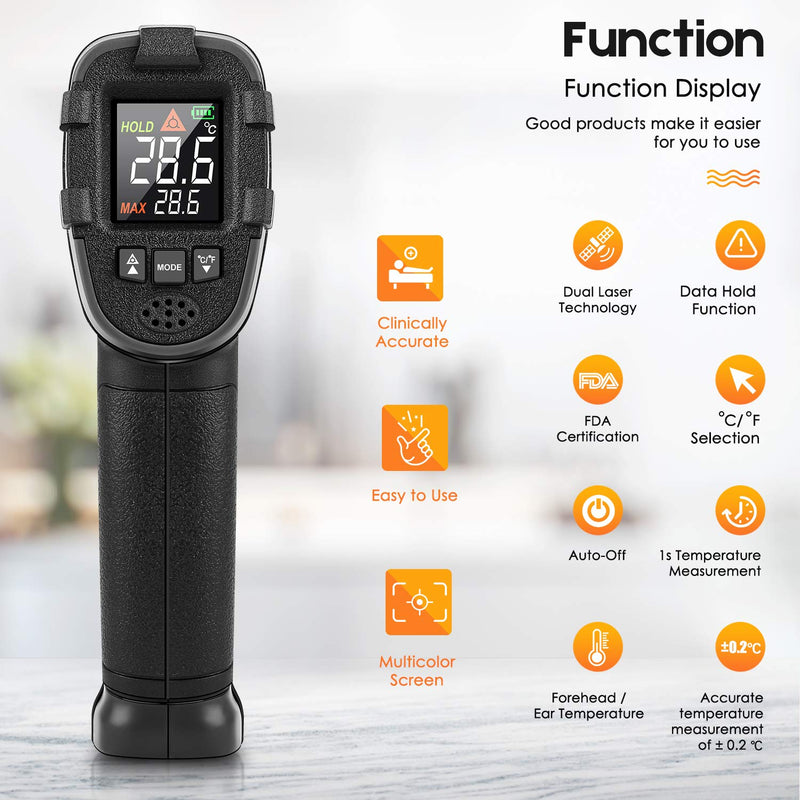 [Australia - AusPower] - Infrared Thermometer SOVARCATE Digital IR Laser Thermometer Temperature Gun High and Low Temperature Alarm -58°F~1112°F Temperature Probe Cooking/Air/Refrigerator 