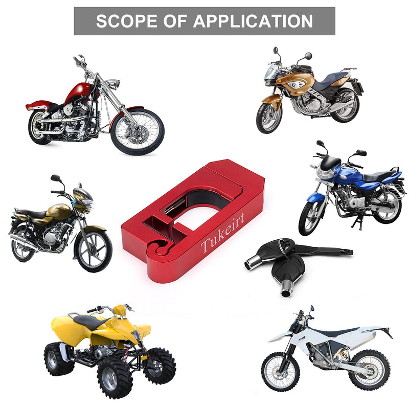 [Australia - AusPower] - Tukeirt Motorcycle Lock - Adjustable Anti Theft for Motorcycles Mopeds Motorbikes Scooters ATVs Dirt Bike Street Bike Braking the Front Wheel Use on Grip Brake Handlebar(red) Red 
