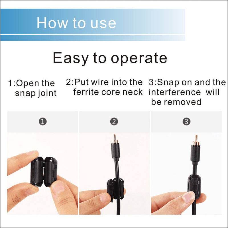 [Australia - AusPower] - iSKUKA [Pack of 10] Ferrite Beads Clip - on Design for HDMI Cable USB Cable Noise EMI RFI Suppressor Ferrite Core Ferrite Ring (5MM) 5MM 