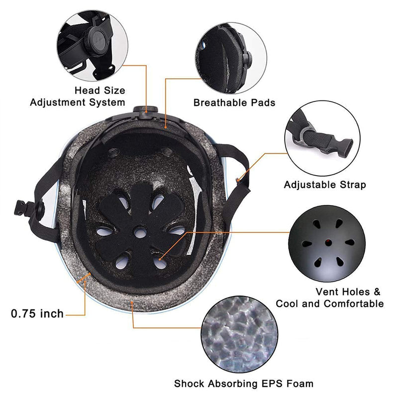 [Australia - AusPower] - BURSUN Kids Bike Helmet Ventilation & Adjustable Toddler Helmet for Ages 2-8 Kids Boys Girls Multi-Sport Helmet for Bicycle Skate Scooter, 5 Colors small:18.9-21.3 inch (48cm-54cm) BLACK-1 