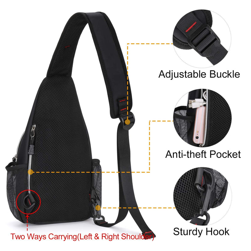 [Australia - AusPower] - MOSISO Mini Sling Backpack,Small Hiking Daypack Travel Outdoor Casual Sports Bag Black 
