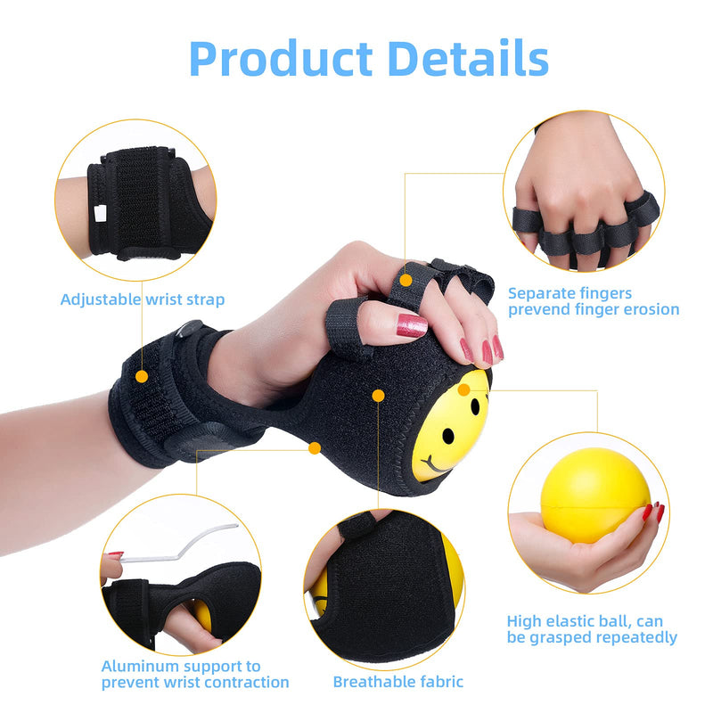 [Australia - AusPower] - Anti-spasticity Ball Splint Hand Finger for Hand Stroke Hemiplegia Finger Recovery Spasm Dystonia Hemiplegia Finger Training Hand Functional Impairment for Children and Men and Women Small 