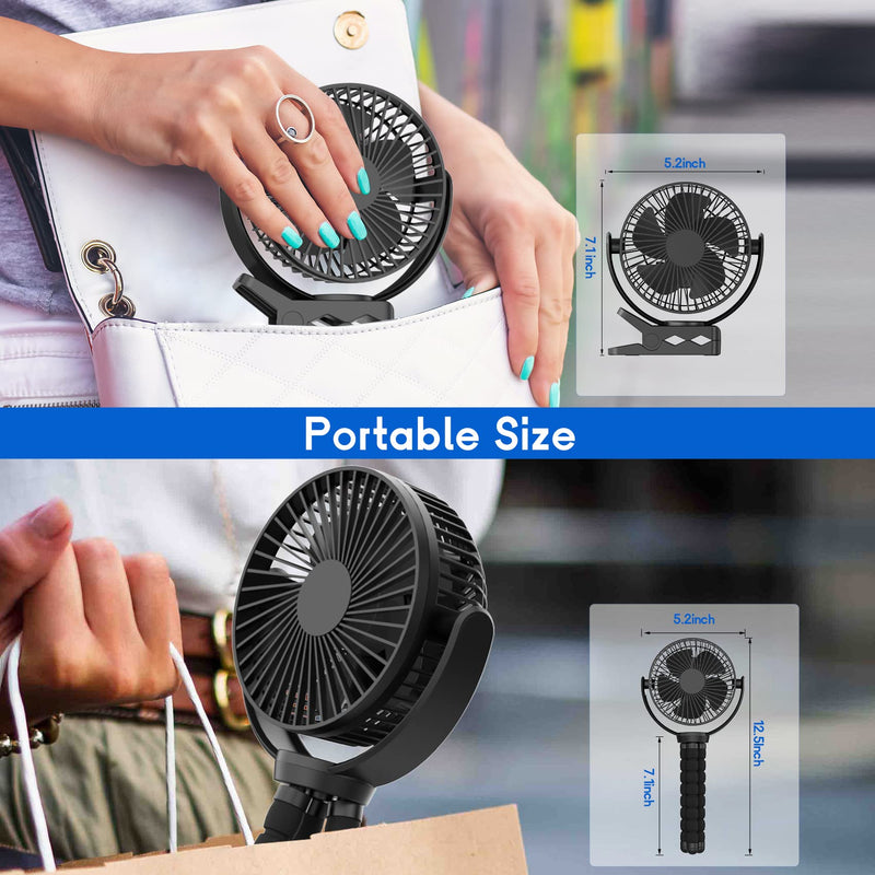 [Australia - AusPower] - Mini Baby Stroller Fan , 5-Inch Handheld Portable Fan, 3 Speed USB Clip Fan, 5000mAh Rechargeable Desk Fan, with Flexible Tripod, Suitable for Outdoor, Camping ,Treadmill and car TF-28BW-5'' 