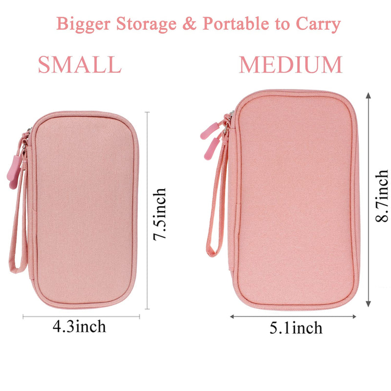 [Australia - AusPower] - DDgro Electronics Organizer for Woman Travel Hard Drive Cables Cords Powerbank Packing Case Tech Accessories Pouch (Small, Pink) Small 