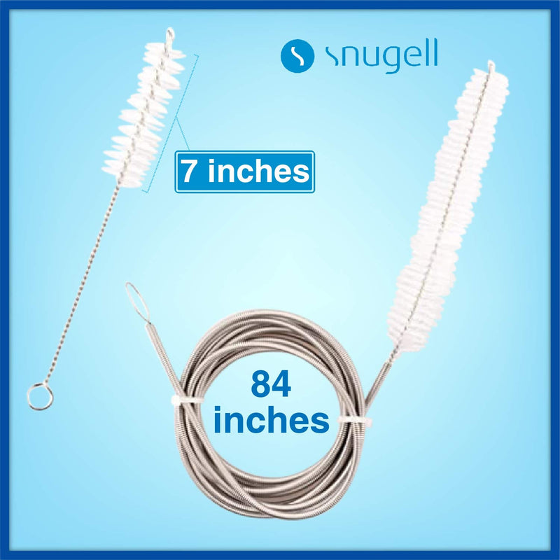 [Australia - AusPower] - CPAP Tube Cleaning Brush by Snugell™ | Tube and CPAP Mask Cleaning Brush | Standard 22mm Tubing Diameter | Clean Exterior and Interior of Tubing and Mask | Flexible Brush (84 in) | Handy Brush (7 in) 