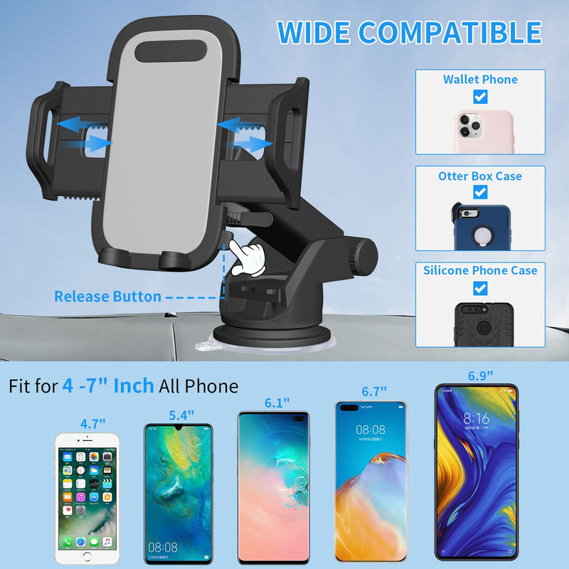 [Australia - AusPower] - Cell Phone Holder car, Upgraded Car Phone Holder Mount Can Rotate 360°, Suitable for Car Dashboard Windshield, Universal Cell Phone Holder Car Compatible with iPhone 13 12, All 4-7 inch Phones 