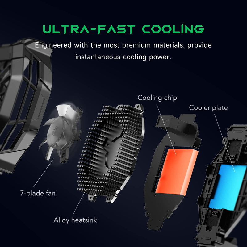 [Australia - AusPower] - Black Shark Mobile Phone Cooler, FunCooler 2 Pro, Gaming Cooling Fan Cellphone Radiator with RGB Lighting, LED Temperature Display, Sleep Timer, Fan Speed Settings Black Cooler 