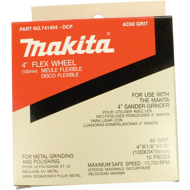 [Australia - AusPower] - Makita 741404-0CP 4-Inch Flex Wheel #60, 10-Pack 