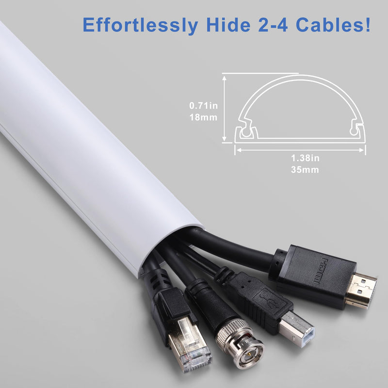 [Australia - AusPower] - Cord Hider 78in, Cable Hider for 2-4 Cords, Cord Covers for Wires on Wall, Wire Covers for Cords Wall Mount TV, Cable Cover Wall Wire Hider for Cords, Cable Raceway White 2xL39in W1.4in x H0.7in Large 2x L39in -78in 