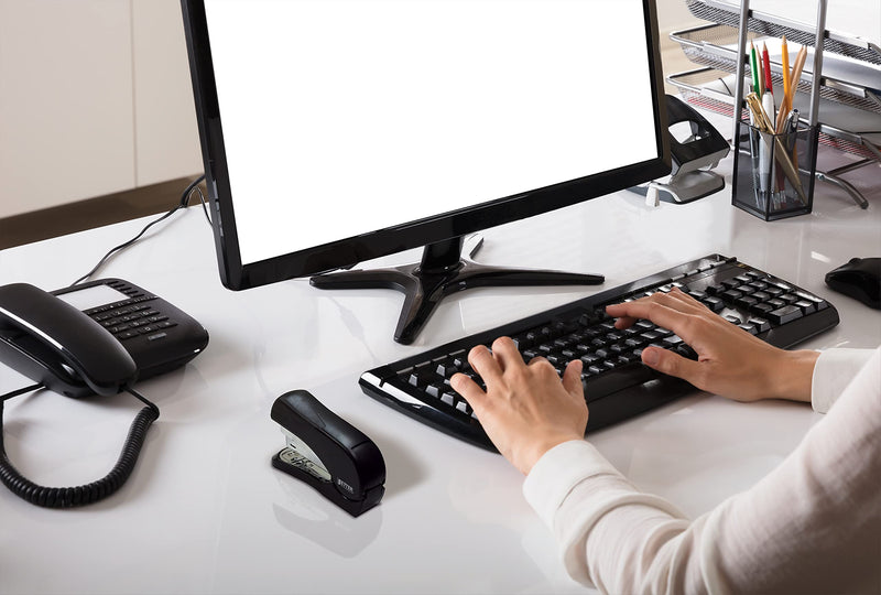 [Australia - AusPower] - Heavy Duty Easy Grip Stapler, Effortless, with 1,000 Regular 1/4" Staples, High Capacity Compact Palm of Your Hand Size, Ergonomic Soft Grip, Better Office Products 