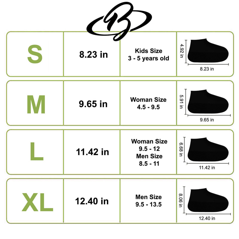 [Australia - AusPower] - BAYI - Shoe Cover Waterproof Anti Slip Sneaker Silicone Rain Shoes Boot Multi Use Medium Black 