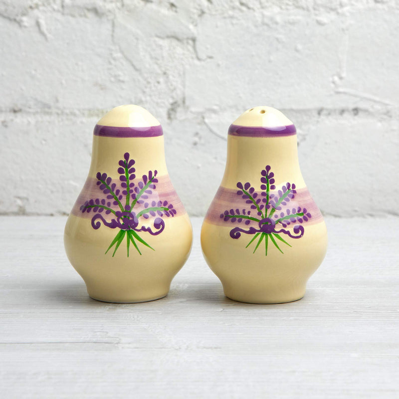 [Australia - AusPower] - Handmade Lavender Floral Purple And Cream Ceramic Salt and Pepper Pots, Shakers, Cruet Set, Holder, Housewarming Gift by City to Cottage® 