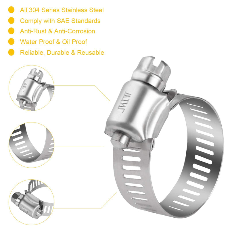 [Australia - AusPower] - WINL Stainless Steel Hose Clamps - 16 Pack Worm Gear Drive Hose Clamps SAE 16 Clamping Range 3/4 Inch to 1-1/2 Inch (19mm-38mm) for Automotive Plumbing, 3/4'', 1'', 1 1/4'' Hose Clamps SAE#16 (3/4" ~ 1-1/2") 