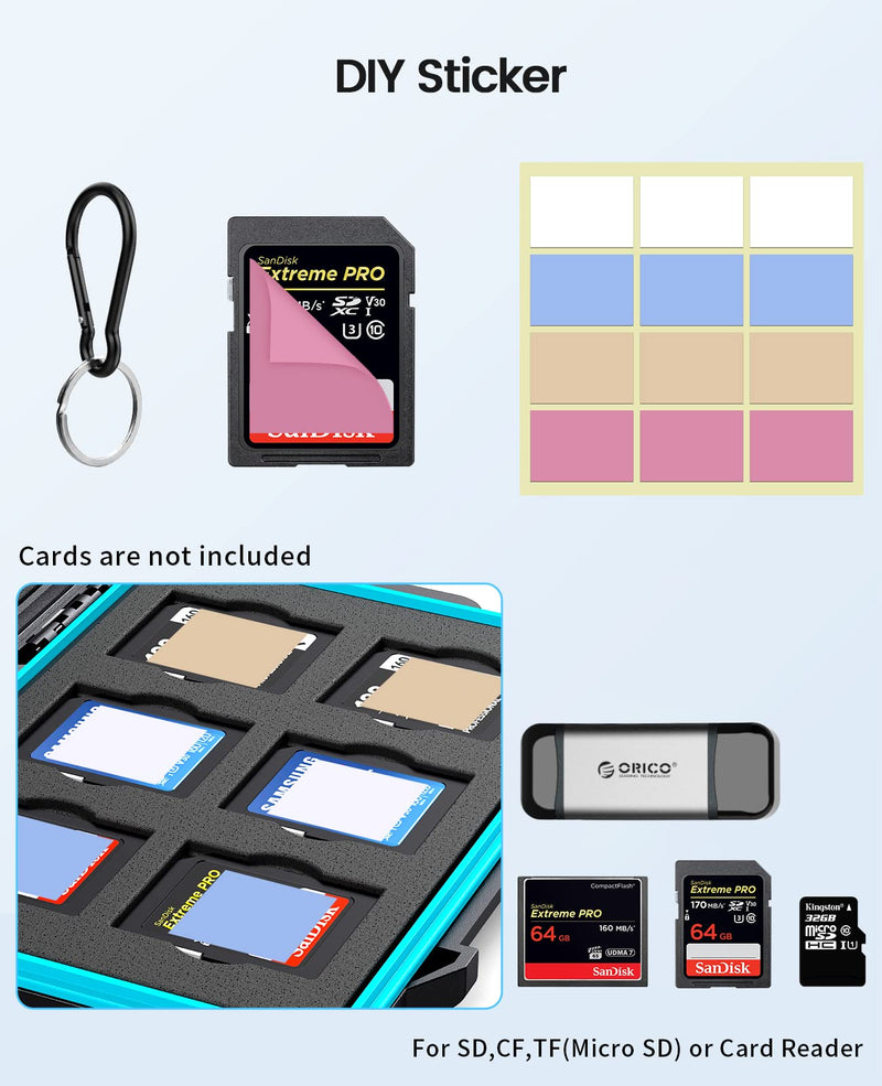 [Australia - AusPower] - ORICO 18 Slots SD Card Case Holder Universal Waterproof Memory Card Carrying Case Anti-Shock Storage Slim Holder Protecter for TF Card×13,SD Card×4, Card Readers×1 TF(Micro SD)Card×13,SD Card×4,Card Readers×1 