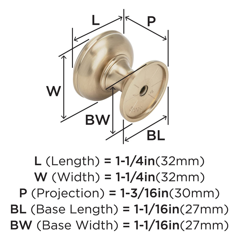 [Australia - AusPower] - Amerock | Cabinet Knob | Champagne Bronze | 1-1/4 inch (32 mm) Diameter | Revitalize | 1 Pack | Drawer Knob | Cabinet Hardware 1-1/4 in (32 mm) Diameter 
