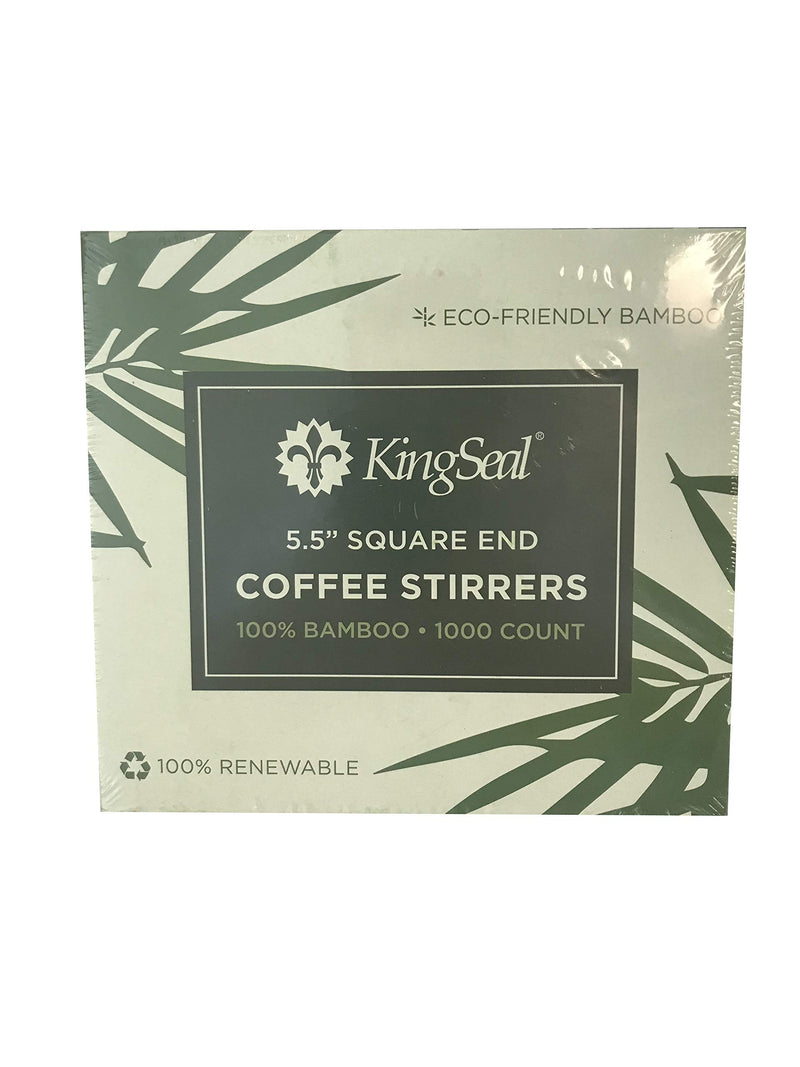 [Australia - AusPower] - KingSeal Bamboo Coffee Stir Sticks, 5.5 inches, Square End, Stronger and Thicker Than Standard Wood, 100% Renewable and Biodegradable - 1 box of 1000 Stirrers 