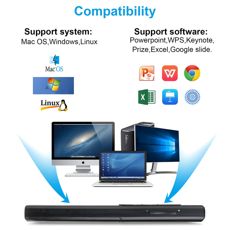 [Australia - AusPower] - Wireless Presenter Remote,Presentation Clicker with Hyperlink &Volume Remote Control PowerPoint Ofifice Presentation Clicker for Keynote/PPT/Mac/PC(Battery Included) USB-Black 