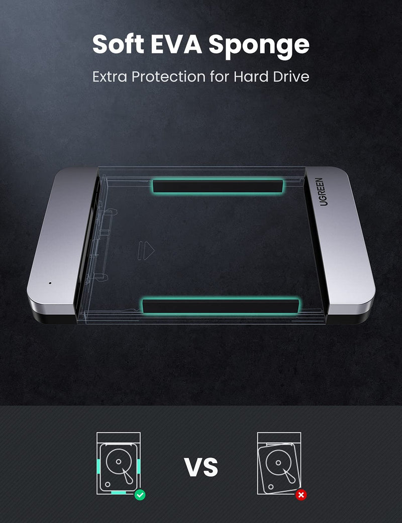 [Australia - AusPower] - UGREEN USB C Hard Drive Enclosure for 2.5" SATA SSD HDD Aluminum USB C to SATA Adapter USB 3.1 Gen 2 Support UASP SATA III Compatible with MacBook Pro Air WD Seagate Toshiba Samsung Hitachi 