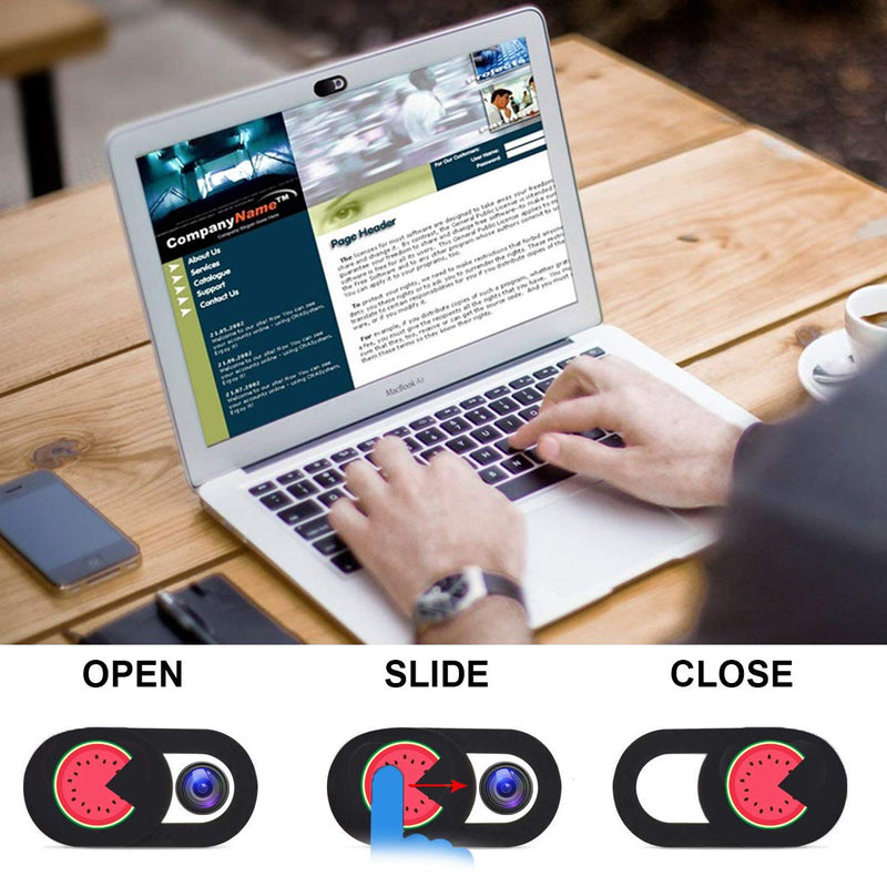 [Australia - AusPower] - Webcam Cover Slide 6 Packs Ultra-Thin Camera Covers for MacBook Pro/Air iMac Computer Laptop Desktop Smartphone to Protect Your Privacy and Security, Anime Black 6 Colors 