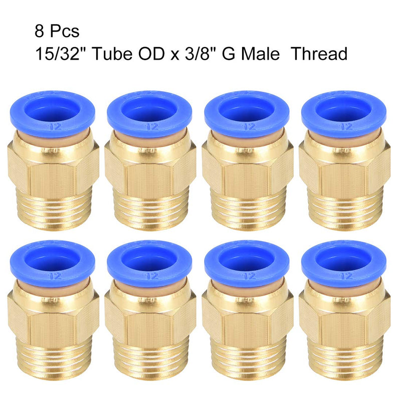 [Australia - AusPower] - uxcell Straight Pneumatic Push to Quick Connect Fittings G3/8 Male x 12mm Tube OD 8pcs 