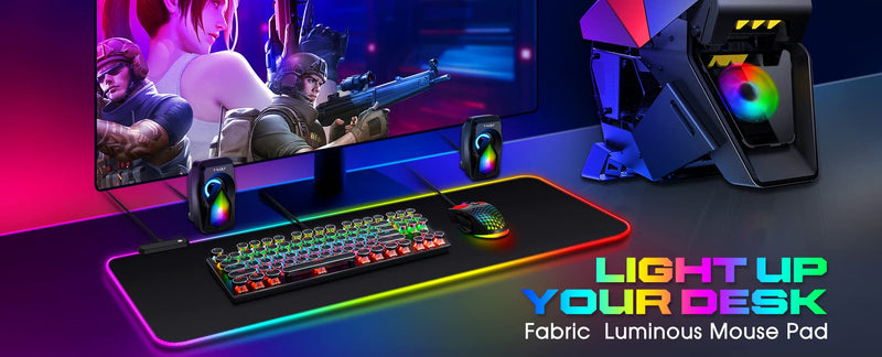 [Australia - AusPower] - Large RGB Gaming Mouse Pad -15 Light Modes Touch Control Extended Soft Computer Keyboard Mat Non-Slip Rubber Base for Gamer Esports Pros 31.5X11.8 
