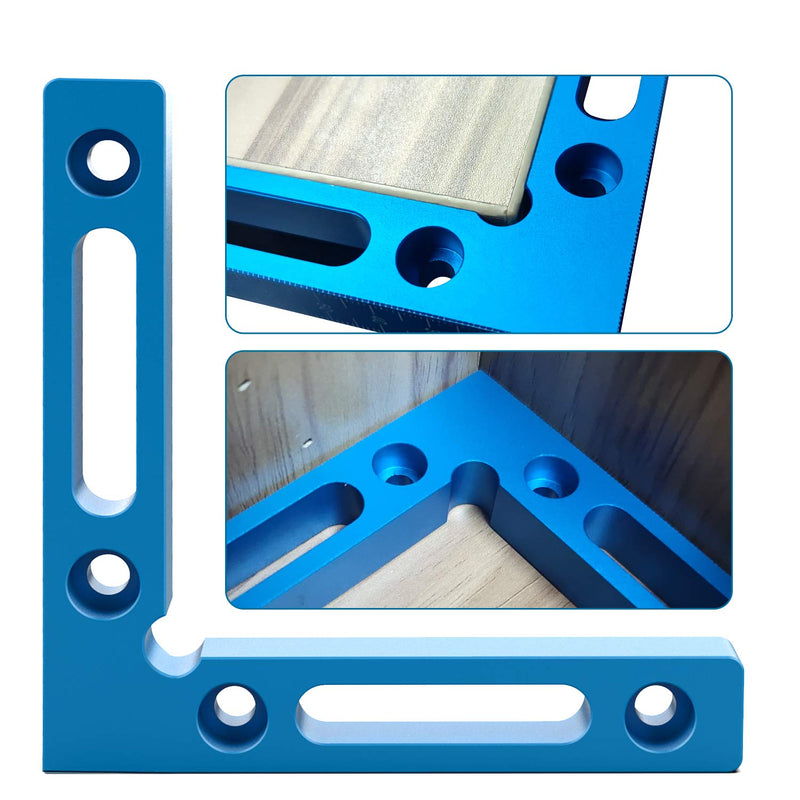 [Australia - AusPower] - 2PCS 90 Degree Aluminium Alloy Positioning Squares, 4.7" x 4.7" Right Angle Clamps Woodworking Carpenter Tool, Corner Clamping Square for Picture Frames Squares Assemble Cabinets Drawers, Blue 2 PACK 