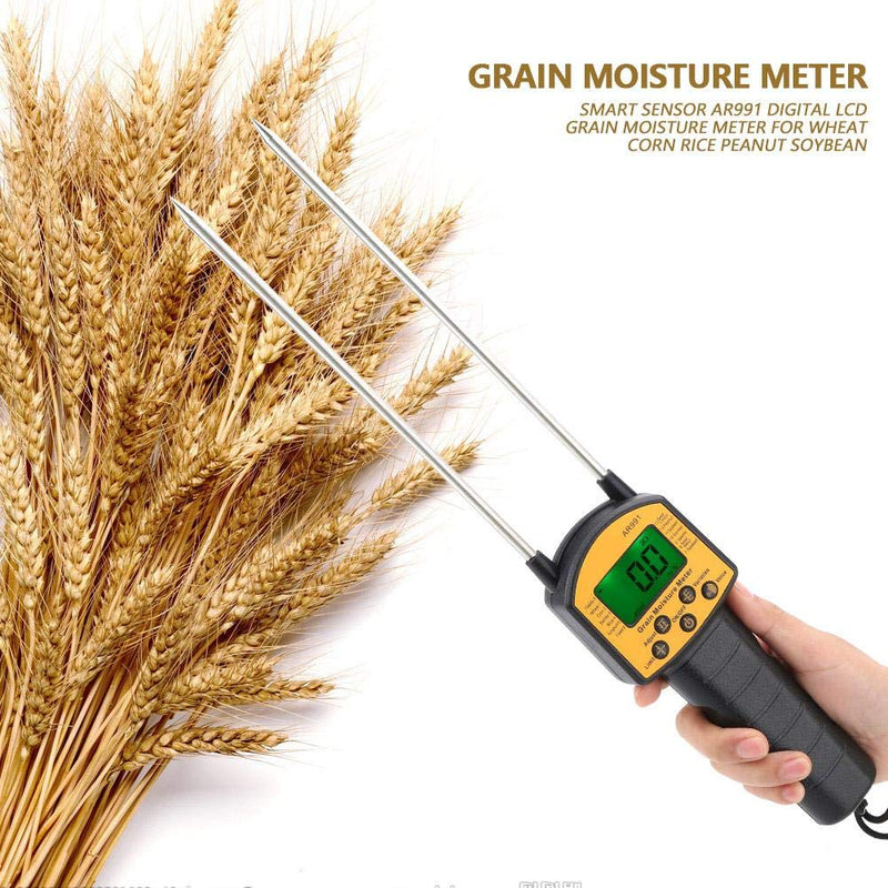 [Australia - AusPower] - Digital Multifunctional LCD Grain Moisture Meter Water Content Analyzer Smart Sensor Use Probe Humidity Tester for Wheat Corn Rice Bean Peanut Soybean(No Batteries Included) 