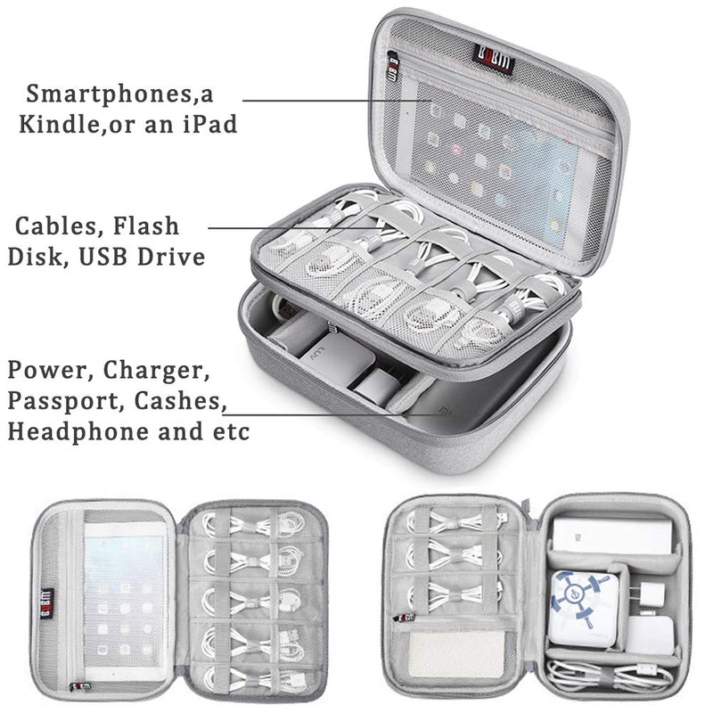 [Australia - AusPower] - BUBM Electronic Organizer, Hard Shell Travel Gadget Case with Handle for Cables, USB Drives, Power Bank and More, Fit for iPad Mini 