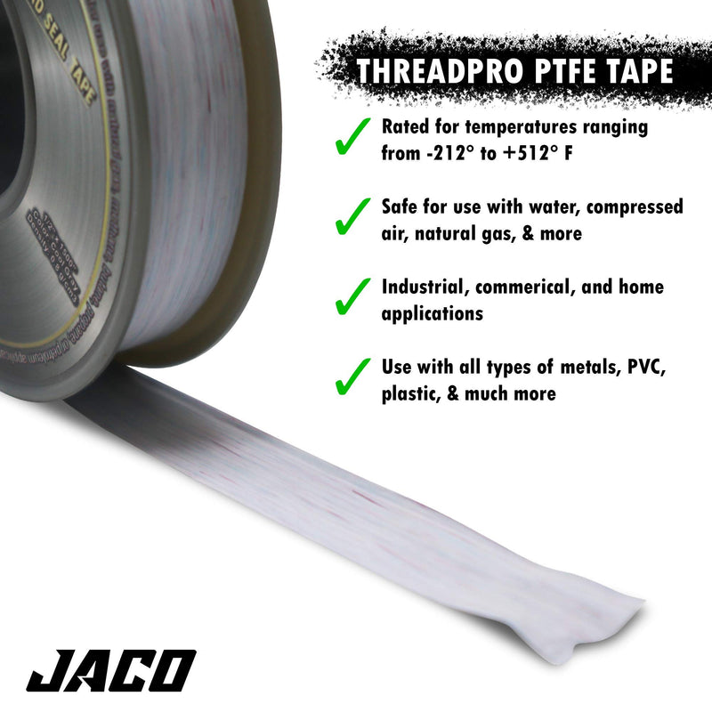 [Australia - AusPower] - JACO ThreadPro PTFE Thread Seal Tape - 1/2" x 100 ft. (Mega Roll) | Professional-Grade Thread Sealant (Cool Gray) 1/2" x 1200" (1 Pack) 