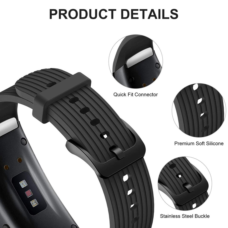 [Australia - AusPower] - YSSNH Watch Band Compatible with Samsung Gear Fit2/Gear Fit2 Pro,Soft Silicone Accessories Strap Replacement for Samsung Gear Fit2 Pro SM-R365/Gear Fit2 SM-R360 Sports Fitness Black Large 