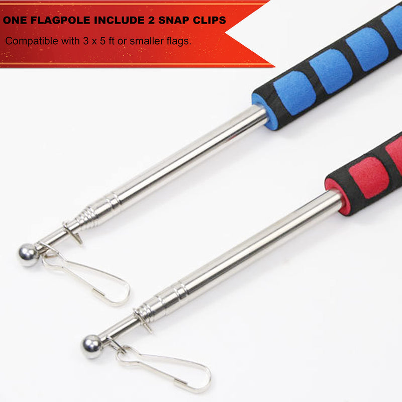 [Australia - AusPower] - CHIFANPLON Pack of 2 Portable Tour Guide Flag Poles - 5 Feet Handheld Flagpoles - 1.6 M Teaching Pointer Stick (Red + Blue) 