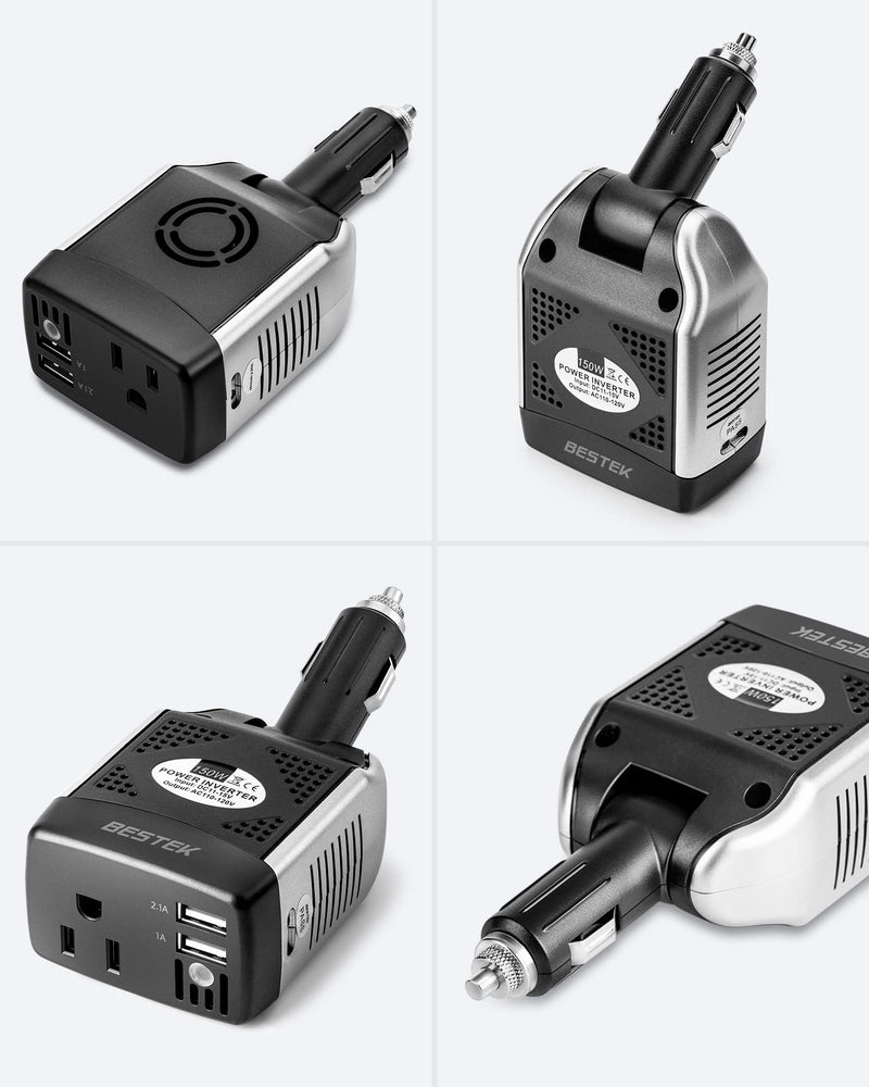 [Australia - AusPower] - BESTEK 150W Power Inverter 12V to 110V Voltage Converter Car Charger Power Adapter with 2 USB Charging Ports (3.1A Shared) (150W) 