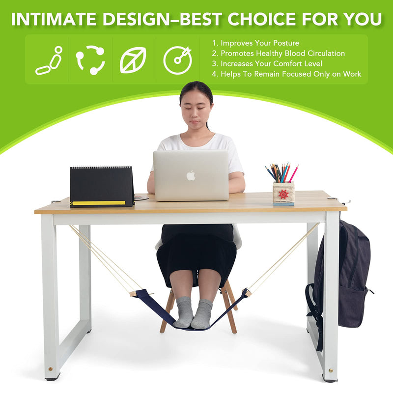 [Australia - AusPower] - Foot Hammock Under Desk Footrest | Adjustable Office Foot Rest Under Desk Hammock | Portable Desk Feet Hammock with Headphones Holder (Black) Black 