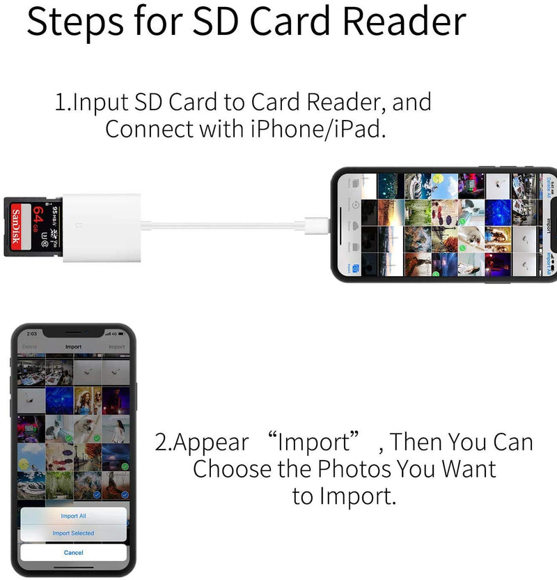 [Australia - AusPower] - Apple MFi Certified Lightning to SD Card Camera Reader for iPhone iPad, Veetone SD Card Reader Memory Card Reader Trail Camera Viewer SD Card Adapter for iPhone 12/11/XS/XR/X/8/7/iPad, Plug and Play One Slot 