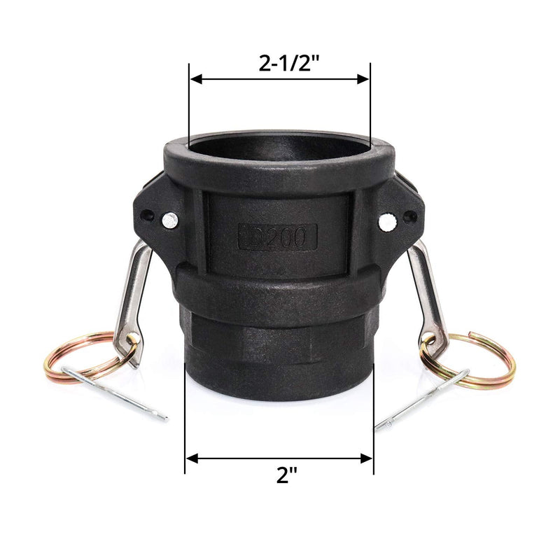 [Australia - AusPower] - QWORK Hose Fitting, Polypropylene Type D Cam & Groove Fitting- -2" Female Coupler x 2" NPT Female 2" - PP 