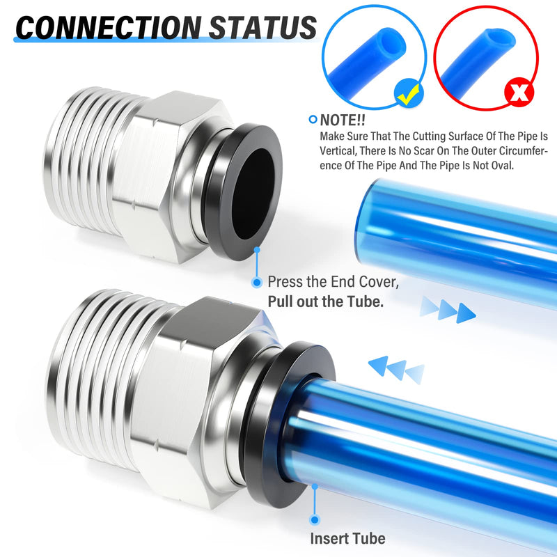[Australia - AusPower] - TAILONZ PNEUMATIC Male Straight 1/2 Inch Tube OD x 1/2 Inch NPT Thread Push to Connect Fittings PC-1/2-N4 (Pack of 2) 1/2"OD x 1/2"NPT 