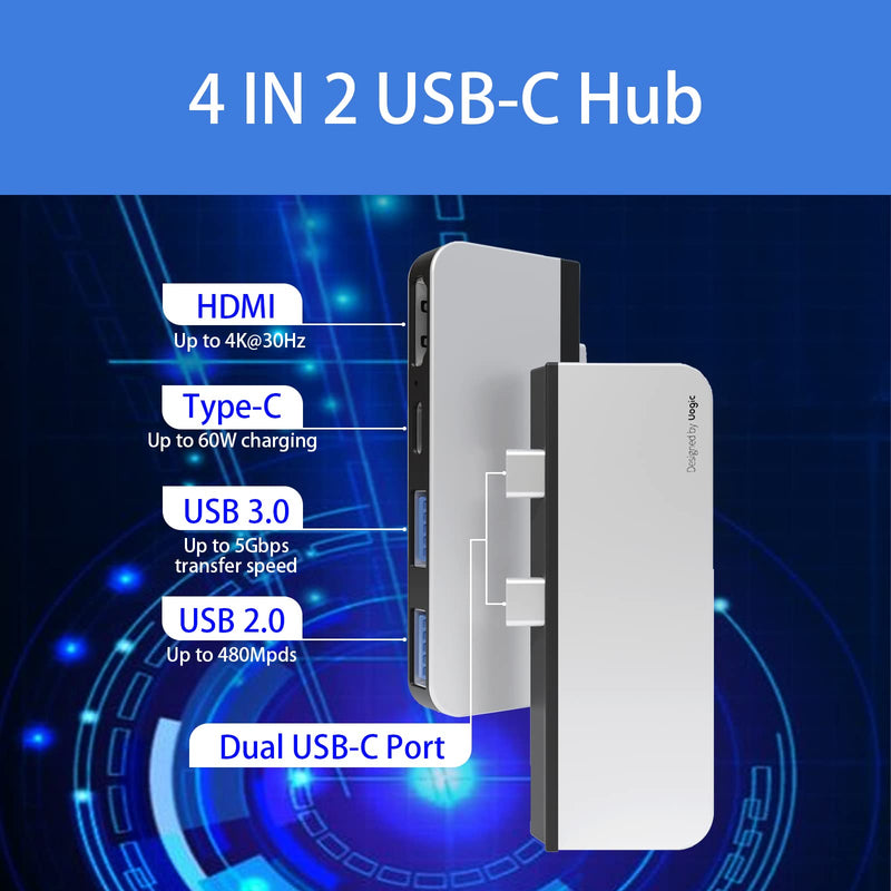 [Australia - AusPower] - Uogic Surface Pro 8 Hub Docking Station with 4K HDMI Adapter, USB C Port, USB 3.0 Port* 1, USB 2.0 Port* 1 for Microsoft Surface Pro 8 Accessories 