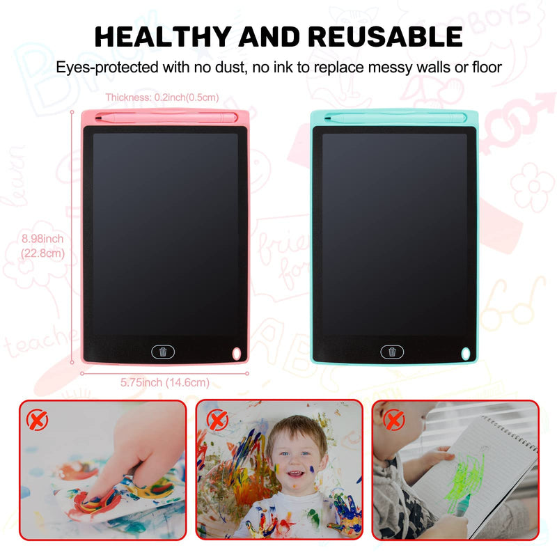 [Australia - AusPower] - LCD Writing Tablet, 2 Packs Drawing Pads for Kids 3 4 5 6 Years Old 8.5 Inch Colorful Lines Doodle Scribble Boards Educational Toys for Boys Girls Pink+Blue 