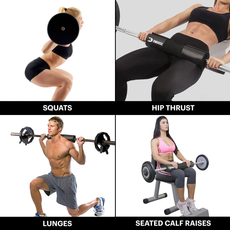 [Australia - AusPower] - DMoose Barbell Pad, Hip Thrust Pad for Squats, Lunges - Relief Pressure from Neck, Shoulder, Lower Back Support for Women - Standard & Olympic Non-Slip EVA Foam Squat Pad with Safety Straps 