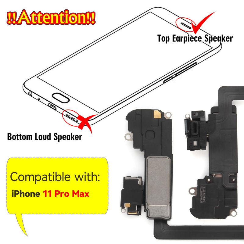 [Australia - AusPower] - YWLRONG Earpiece Speaker for iPhone 11 Pro Max Ear Speaker Replacement for iPhone 11 Pro Max Speaker Replacement with Light Proximity Sensor Flex Cable Earphone Speaker Assembly with Repair Tools Black-11 Pro Max 
