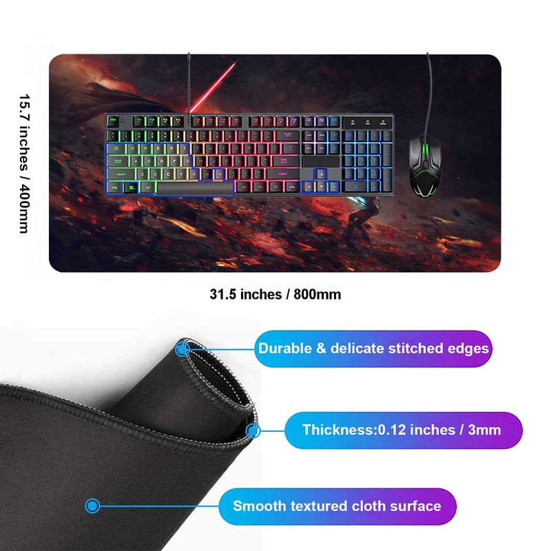 [Australia - AusPower] - XXL Mouse Pad Ahsoka-Tano Vs Vader,Extra Large Gaming Mousepad Laptop Desk Mat,Non-Slip Rubber Base,Stitched Edges,Smooth Fabric,Computer Keyboard & Mice Combo Pads for Office Game 31.5x15.7 80x40 Ahsoka Tano Vs Vader 