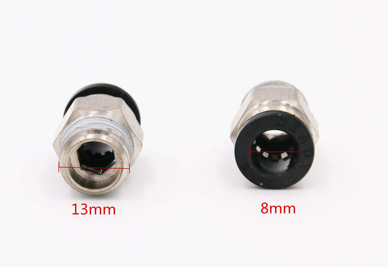 [Australia - AusPower] - 1/4" PT Male Thread 8mm Straight Pneumatic Push in Quick Fitting Connectors for PETF Tube 10Pcs 8mm 1/4" 