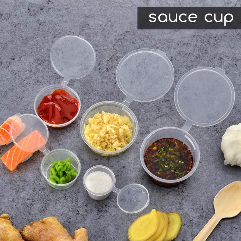 [Australia - AusPower] - Yosoo 50 Pcs Plastic Disposable Portion Cups,1-Ounce Souffle Cup with Lids,Leak-Proof Clear Thicken Storage Container Storage Box Slime 