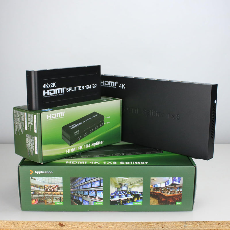 [Australia - AusPower] - HDMI Splitter 1 in 4 out-4K HDMI Splitter 1x4 HDMI Splitter for Multi-Screen Display, 4Kx2K@30Hz&3D Full HD 5V/1A Power HDMI Splitter, Suitable for Office teaching/PS4/HDTV/Store 