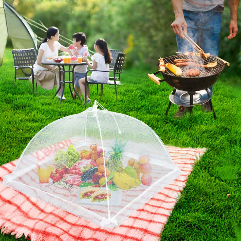 [Australia - AusPower] - Lauon Food Cover Mesh Food Tent, 17"x17", 6 Pack, White Nylon Covers, Pop-Up Umbrella Screen Tents, Patio Bug Net for Outdoor Camping, Picnics, Parties, BBQ, Collapsible and Reusable 