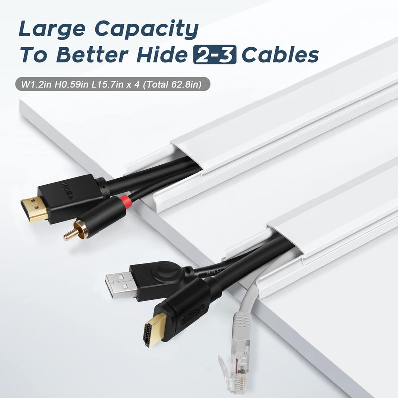 [Australia - AusPower] - YCLYC Cable Cover Wall, 62.8in Grey Wire Cover for Wall, Cord Hiders for TV on Wall, Paintable Cord Cover Wall Kit, Hide Cords Wall Mounted TV - Cord Concealer Cable Channel 4xL15.7in W0.98in H0.5in Medium 