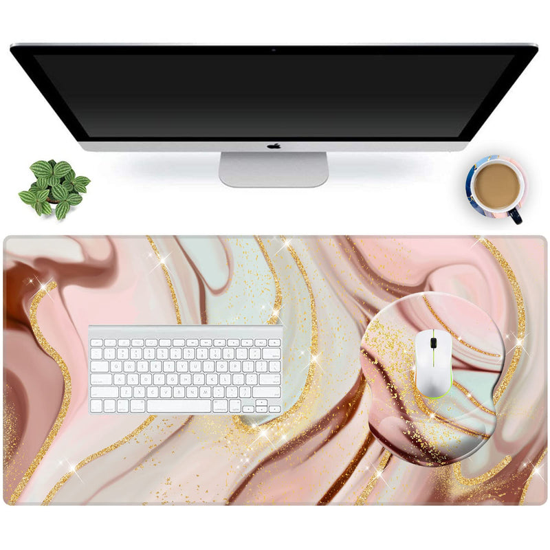 [Australia - AusPower] - Mouse Pad with Wrist Support, Non Slip Mousepad Wrist Rest for Office, Computer, Laptop & Mac- Durable & Comfortable & Lightweight Ergonomic Support Mouse Mat (Pretty Marble-Wrist-5) Pretty Marble-Wrist-5 
